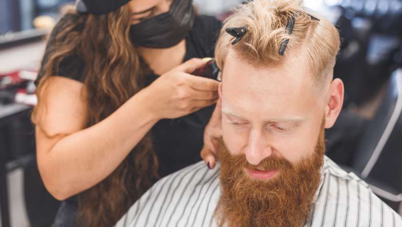 Men's haircut in a barbershop