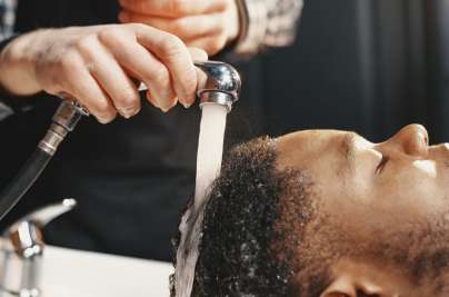 men washing hair